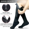 Black compression socks featuring a sturdy zipper design for easy put-on and take-off.