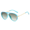 Retro pilot sunglasses with gradient blue lenses and gold-toned arms