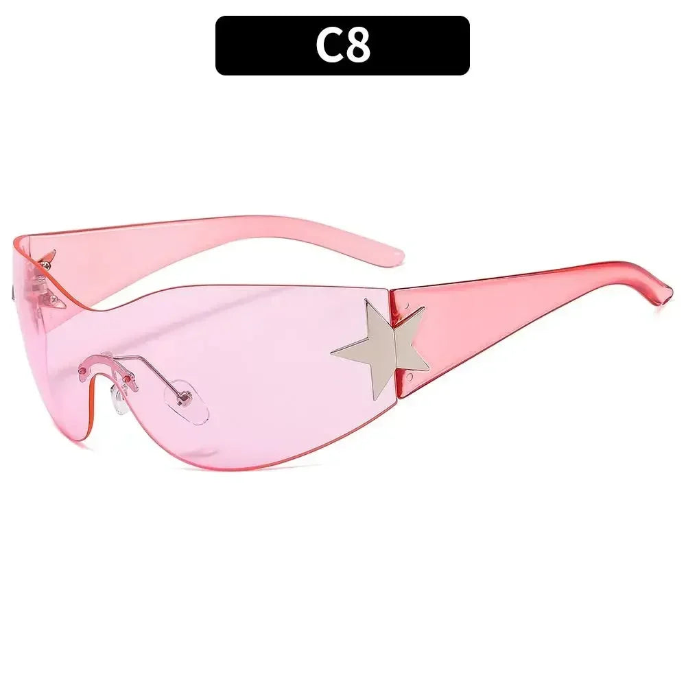 Pink gradient futuristic sunglasses with a star detail