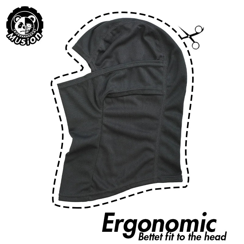 A black ergonomic breathable mesh balaclava face mask shown against a white background.