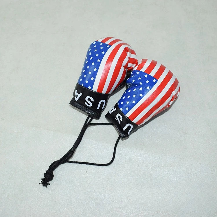 Mini PU-Leder-Boxhandschuh-Anhänger mit amerikanischer Flagge in rot-weiß-blauen Streifen