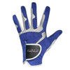 A pair of blue and gray performance golf grip gloves shown against a white background.
