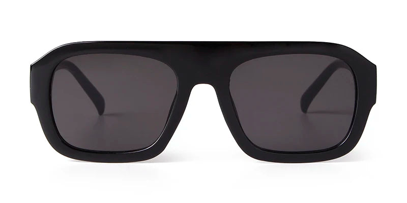 Black vintage oversized square sunglasses with a tortoiseshell accent