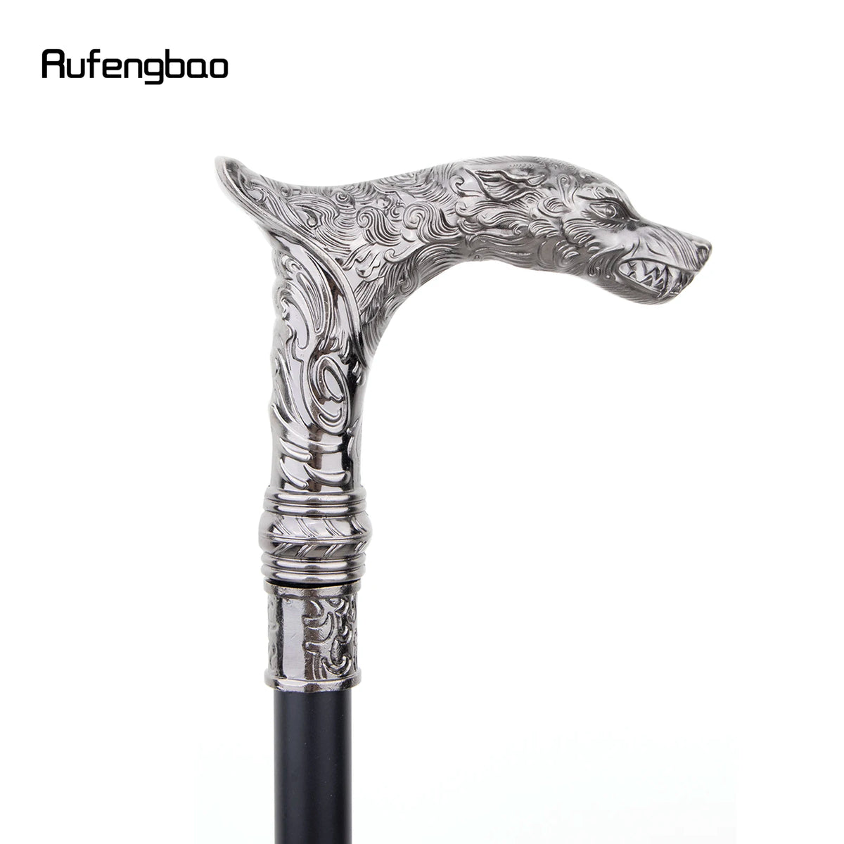 Vintage Wolf-Head Walking Cane with Steel Shaft