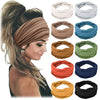 Colección de bandas para la cabeza de tela marrón, azul, verde, roja y negra para fitness y yoga.