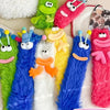 A collection of colorful cartoon expression knit socks featuring various bright colors and facial expressions.