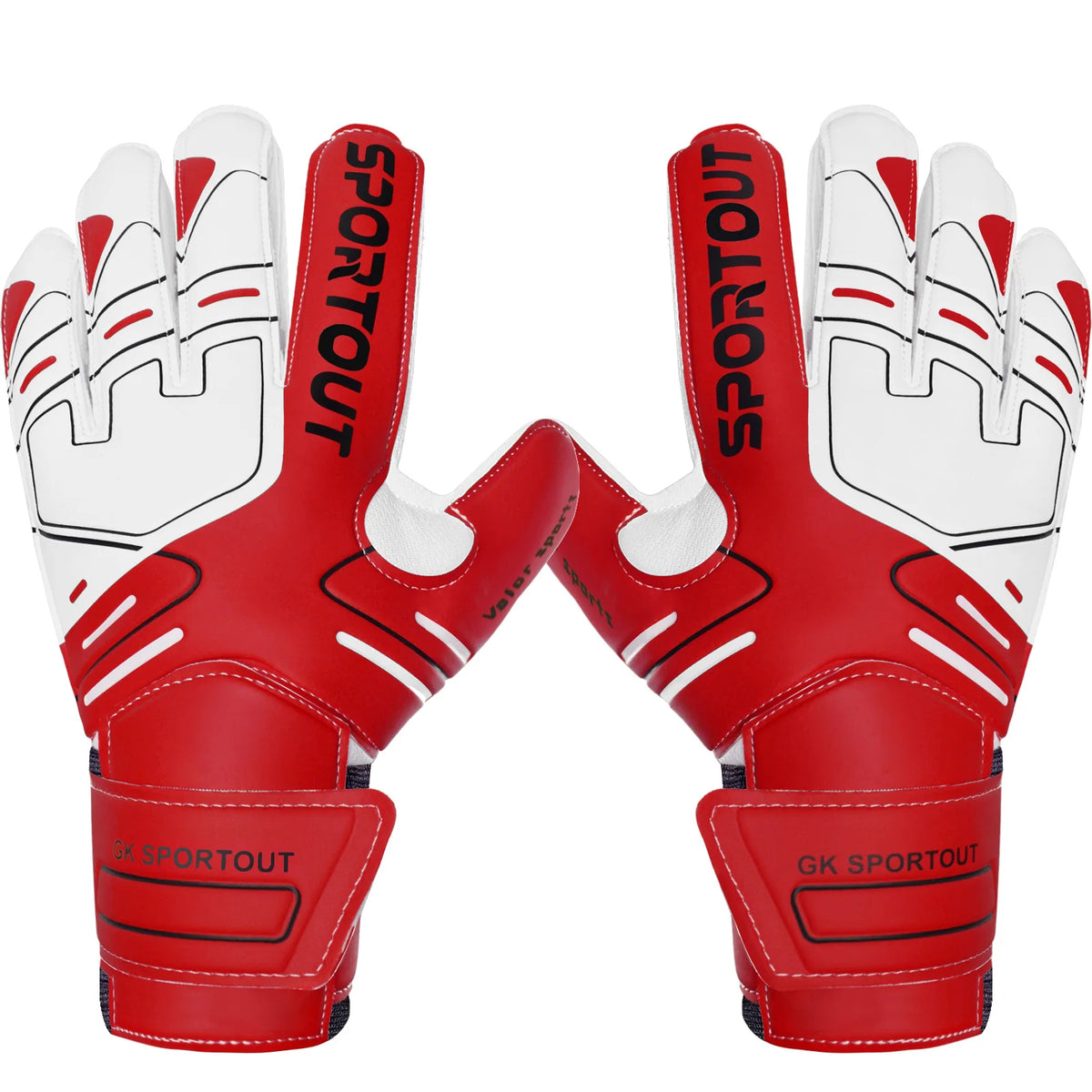 Par de guantes de portero Sportout rojos y blancos para fútbol