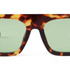 Vintage oversized square sunglasses with a tortoiseshell pattern frame and light green lenses