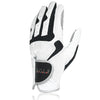 A white golf glove with black accents and a leather pocket featuring the GOLF logo.