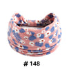 Bandeau en coton stretch motif floral rose et bleu style bohème roulé.