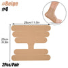 Beige kinesiology support tape shown as stacked strips and a foot application
