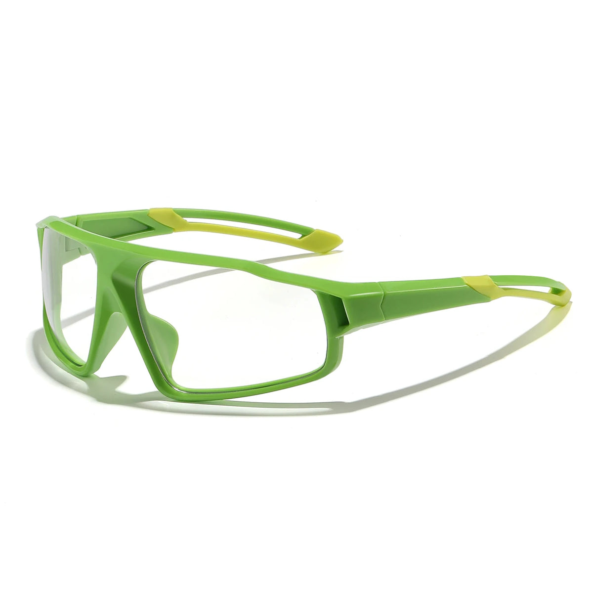 Lime green photochromic sports sunglasses with light green accents