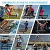 A collage showing various athletic activities like football, basketball, badminton, climbing, running, gym exercise, swimming