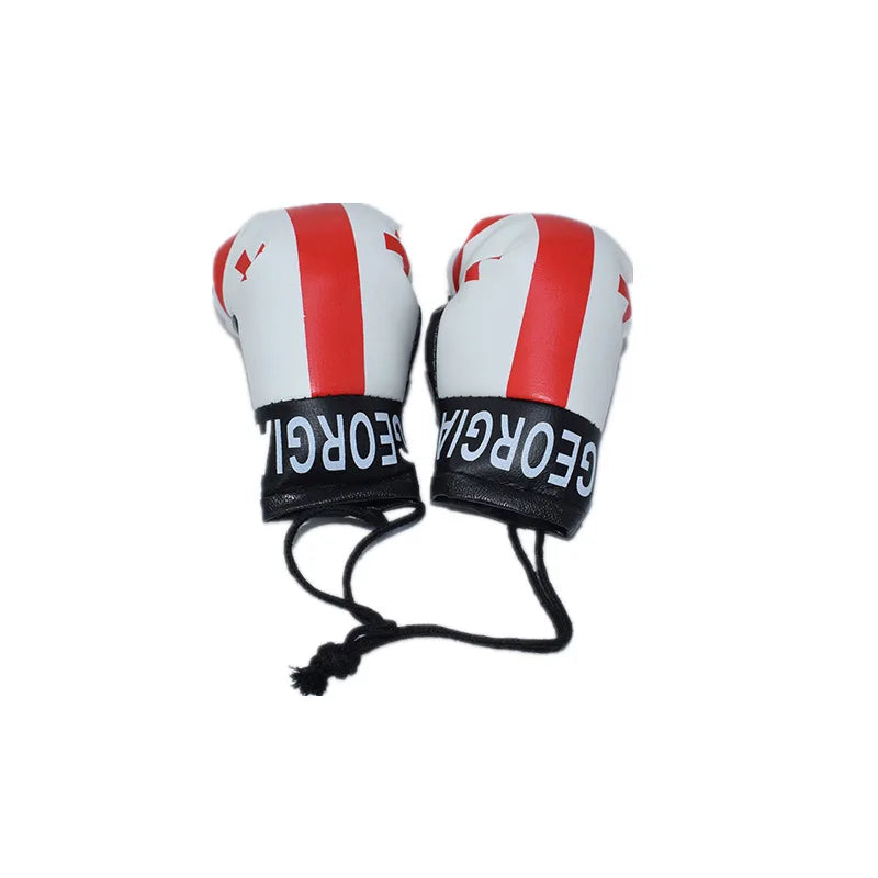 Mini PU-Leder-Boxhandschuh Schlüsselanhänger mit rot-weißen Streifen