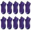 A set of purple men's breathable ankle boat socks displayed in various folds and angles.