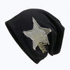 Embroidered Star-Patch Beanie Hat