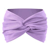 A lavender twisted criss cross elastic headband folded and displayed against a white background.