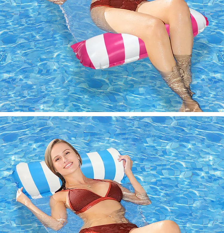 Striped Inflatable Pool Hammock for Adults