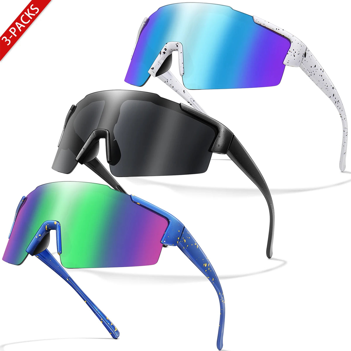 UV400 Polarized Sports Sunglasses (3-Pack)