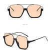 Black and pink double beam sunglasses shown in a positive view and a 45-degree side angle.
