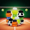 A collection of colorful foldable silicone sports water bottles arranged on a wooden sports court.