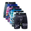 Collection de sous-vêtements boxer en coton respirant pour hommes, dans diverses couleurs et motifs.