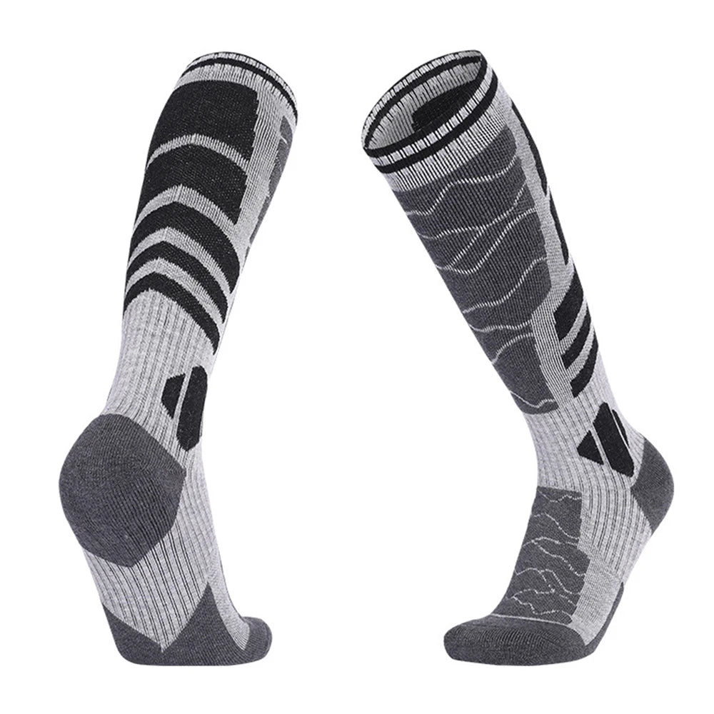 Par de calcetines térmicos de lana merino gris y negro para deportes de invierno
