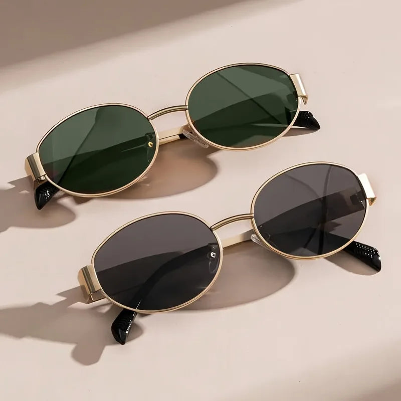 Classic Oval Metal Sunglasses with UV400 Protection