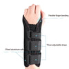 Schwarze ergonomische Handgelenksstütze mit flexibler Fingerbeugung und drei verstellbaren Riemen zur Linderung des Karpaltun