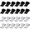 A set of black ankle athletic running socks for men and women displayed in a row.