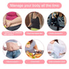 Fitness belt for managing body, showing various uses like tightening the abdomen and controlling diet.