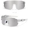 A pair of clear, square-shaped sunglasses shown in positive and 45-degree side views.