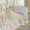 Handwoven Rainbow Stripe Straw Sun Hat with Wide Brim