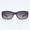Gafas con marco cuadrado negro y lentes tintados sobre fondo blanco