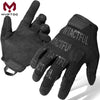 A pair of black tactical touch screen outdoor gloves shown against a white background.