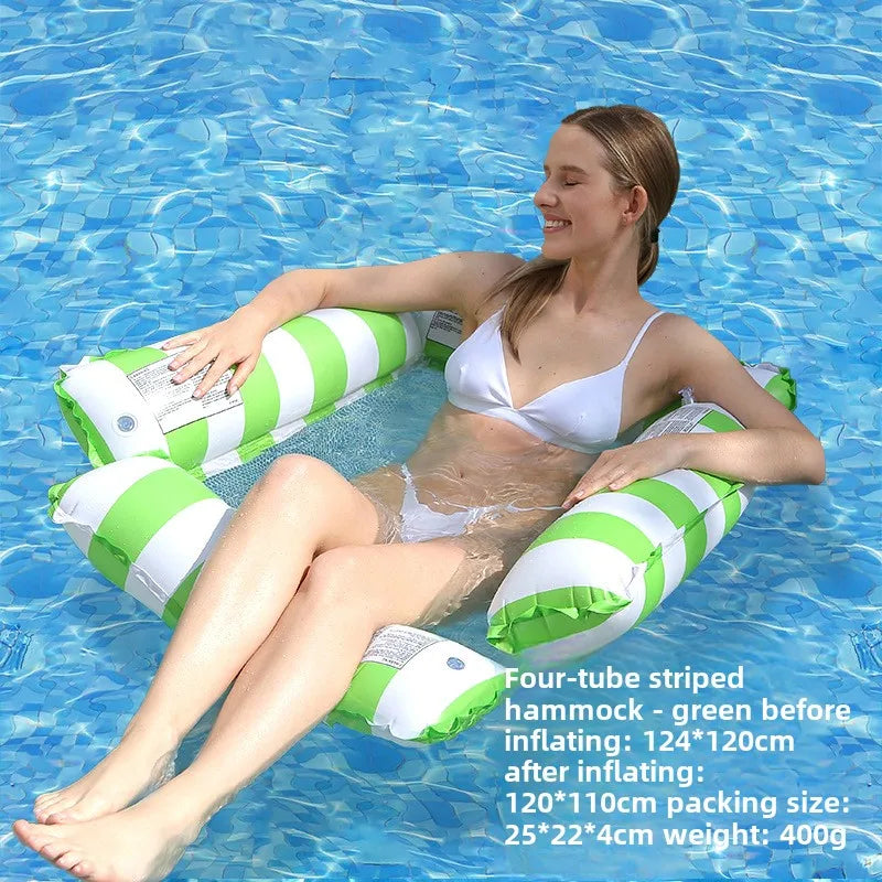 Striped Inflatable Pool Hammock for Adults