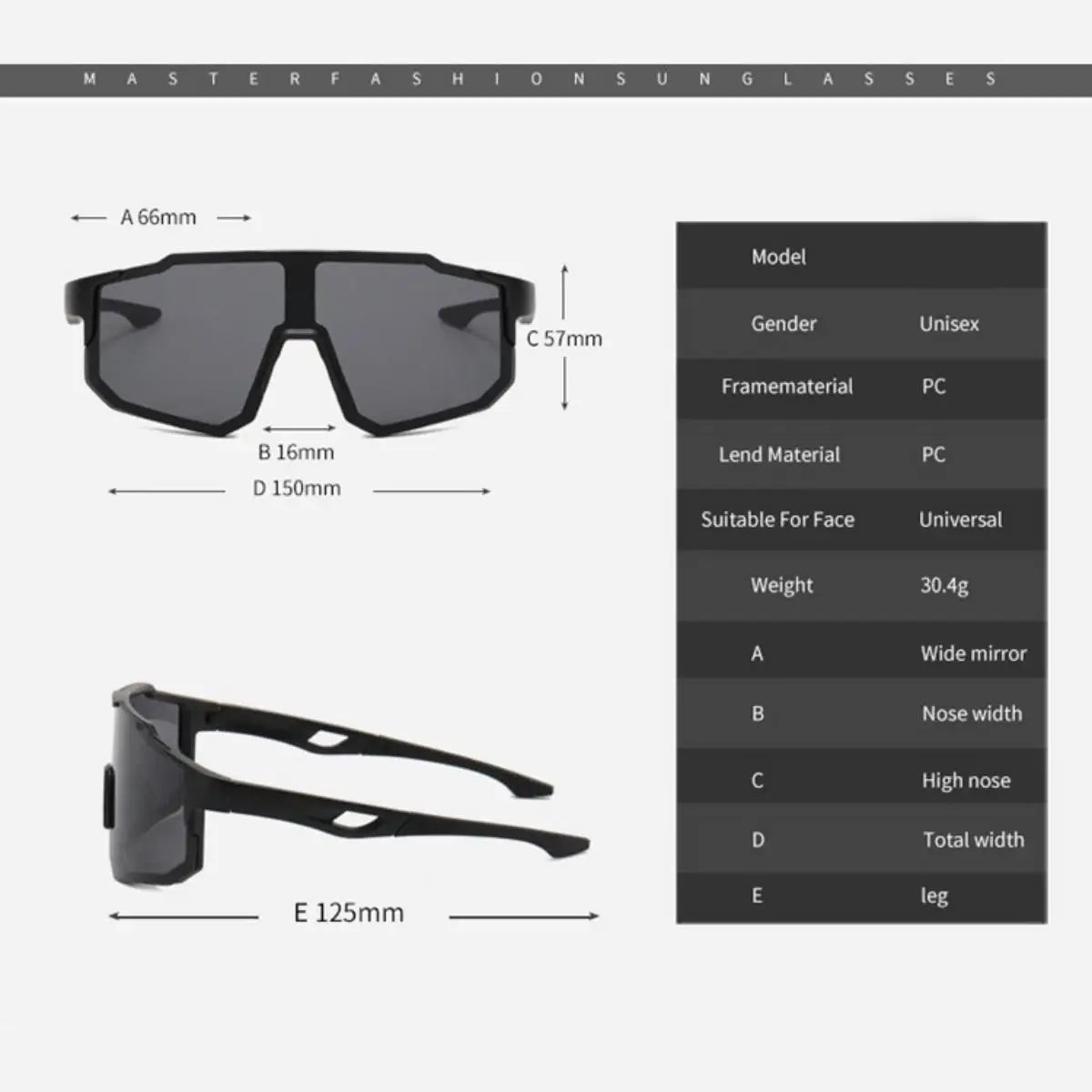 UV400 Cycling Sunglasses with Large Frame