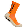 Calcetines deportivos de fútbol naranjas y beige antideslizantes para hombres con diseño perforado