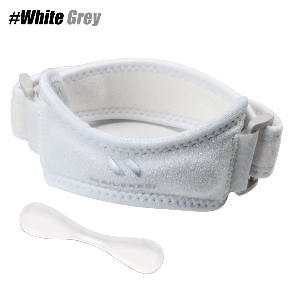 White grey adjustable knee strap for support