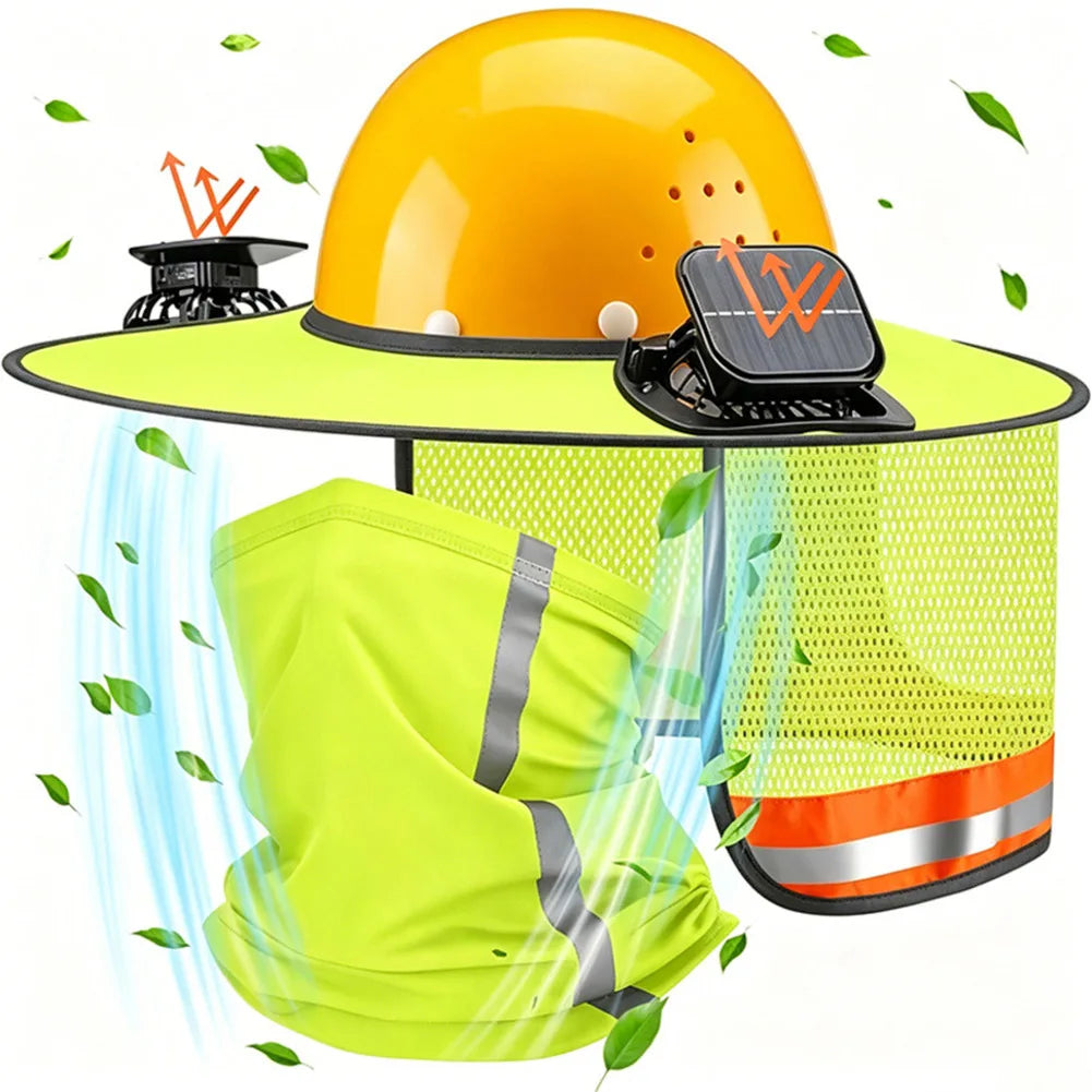 Hard Hat Sun Shade with Dual Cooling Fans for Construction Workers