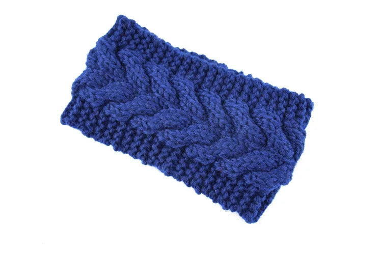 Diadema o moño de lana azul oscuro para el cabello y tocados.