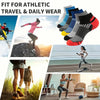 Collection de chaussettes de sport aux couleurs et motifs variés, adaptées au voyage et à l'usage quotidien.