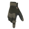 A dark olive green men's outdoor and cycling full finger mitten shown from the side.