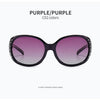 Purple polarized sunglasses with black frames and diamond inlay details.