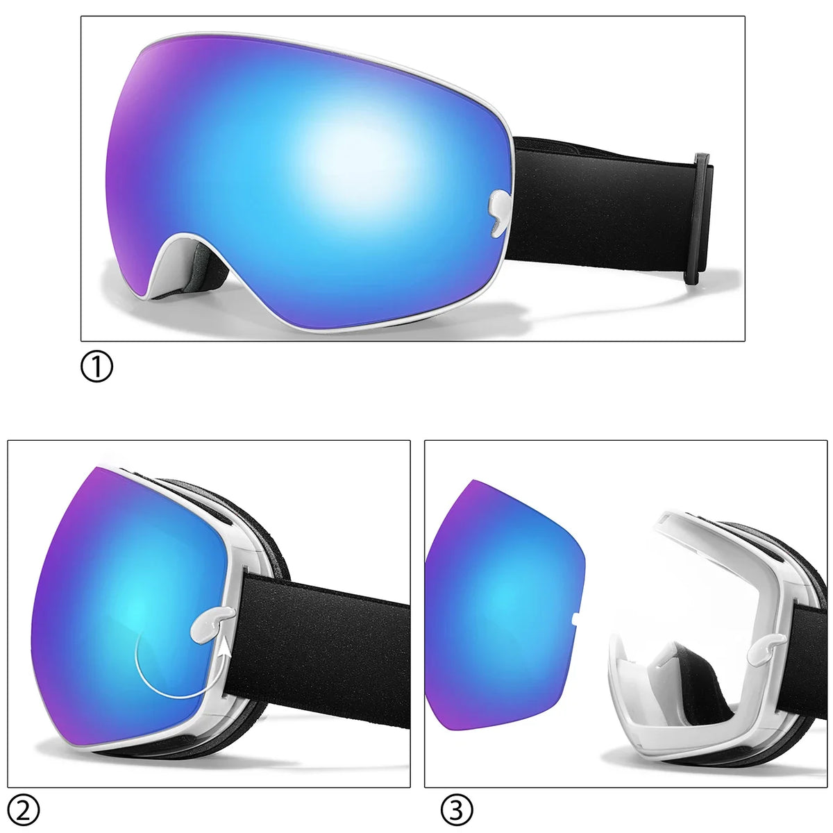 Outdoor Ski Goggles with Protective Case and Anti-Fog Lenses