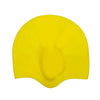 A bright yellow waterproof silicone swimming cap designed for long hair.