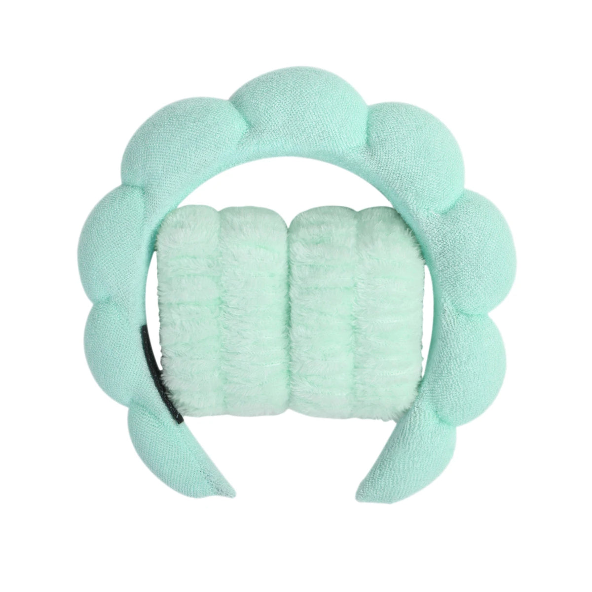 Light mint green microfiber skincare headband and wristband set