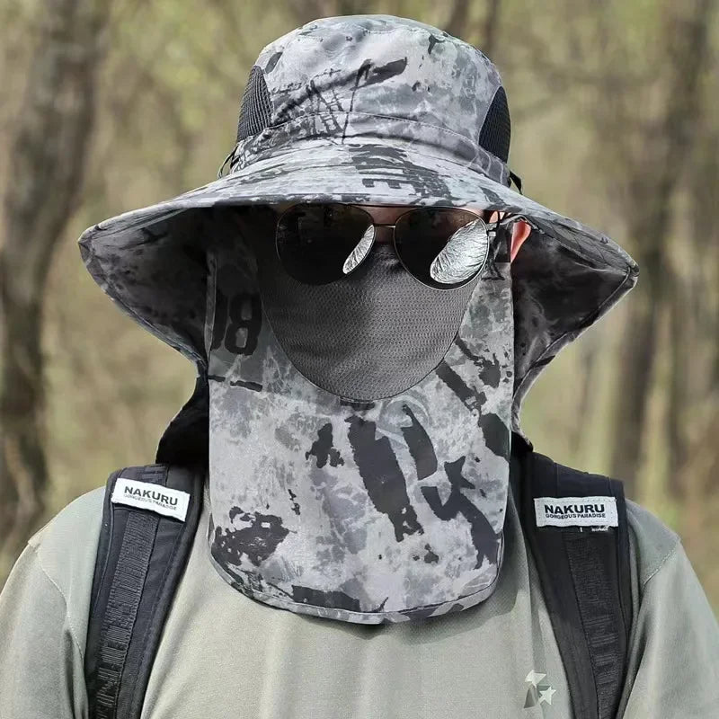 Wide Brim Bucket Hat with Neck Protection