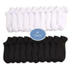 Ein Set aus 20 Paar atmungsaktiver Polyester-Baumwoll-Strumpfhosen für Herren in Weiß und Schwarz.