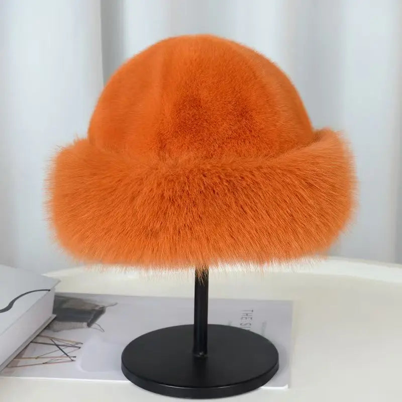Women's Plush Fur-Trimmed Winter Hat with Ear Protection